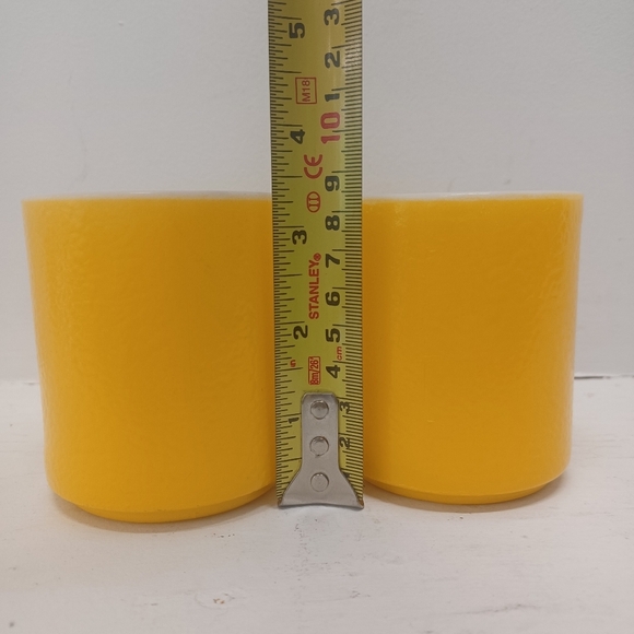 Vintage Hazel Atlas 1950-60s Milk Glass Yellow Mugs Citrus Peel Texture Set of 2 - Picture 7 of 10